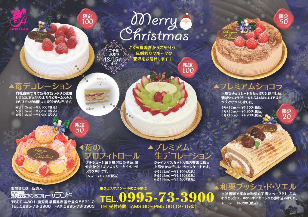 クリスマスケーキご予約承り中 – 霧島さくらフルーツランド